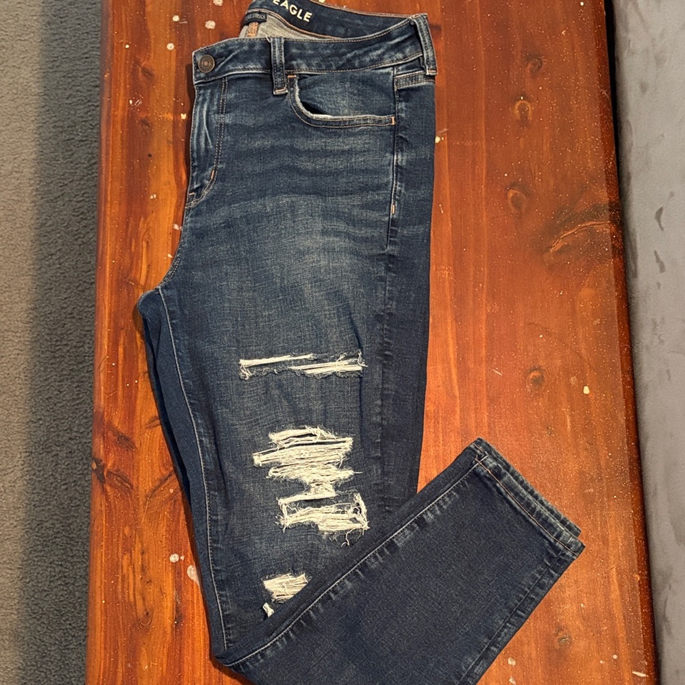 American Eagle Dark Wash Distressed Jeggings